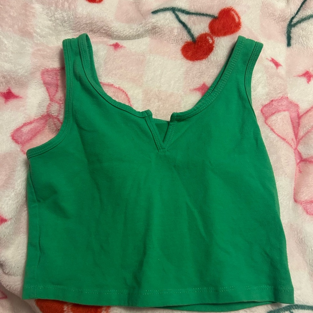 Green Cropped Tank Top